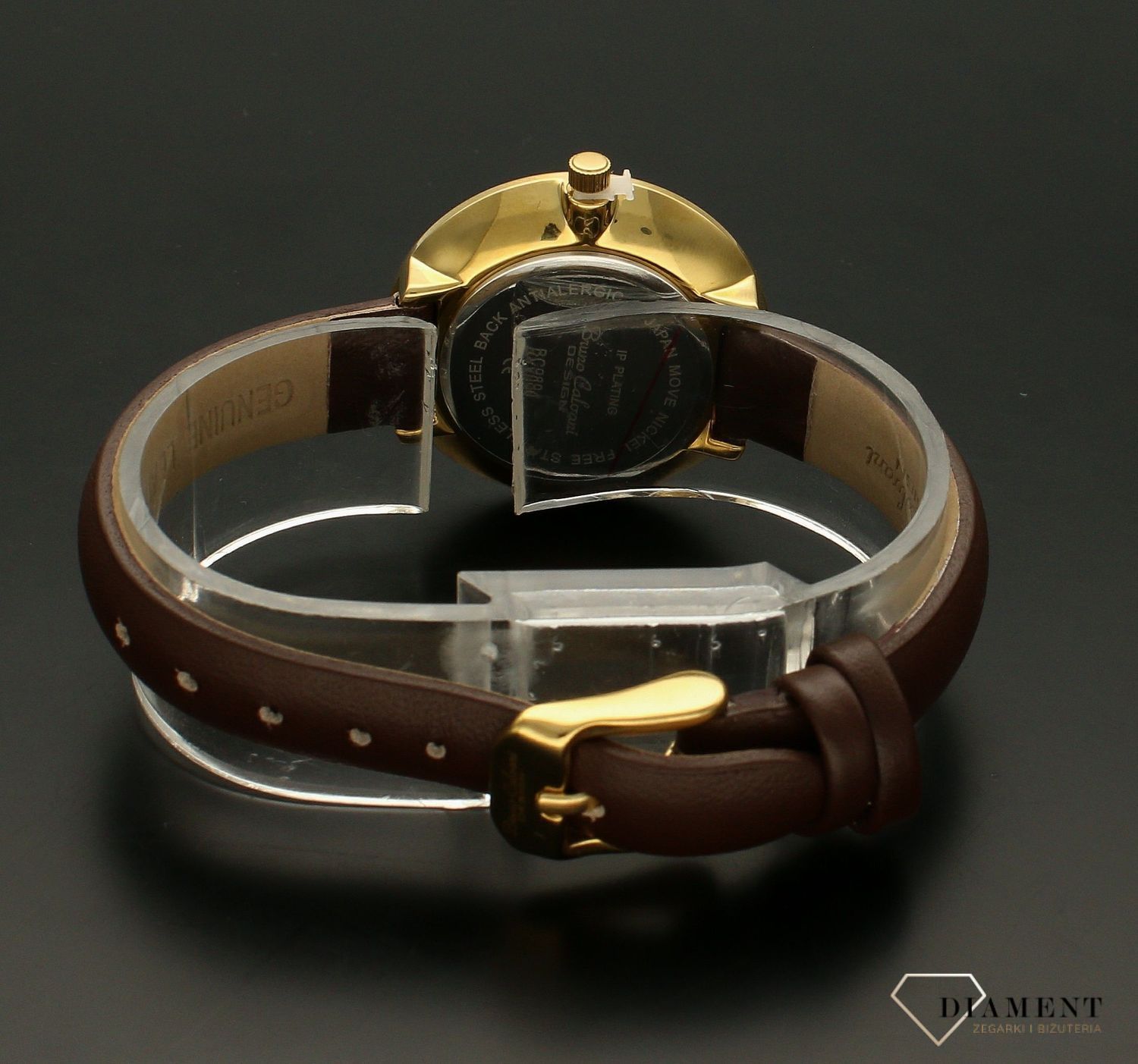 Zegarek damski na brązowym pasku Bruno Calvani BC9894 GOLD BIAŁA TARCZA.jpg